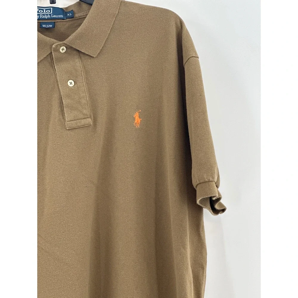 Polo Ralph Lauren Mens XL Brown Pique Cotton Short Sleeve Pony Logo‎ Polo Shirt